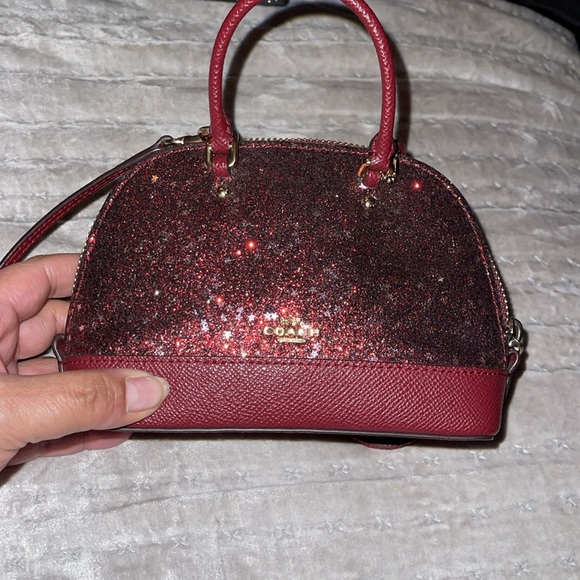 Coach mini Alma with bling bling excellent condition rare find burgundy color. - Picture 6 of 8